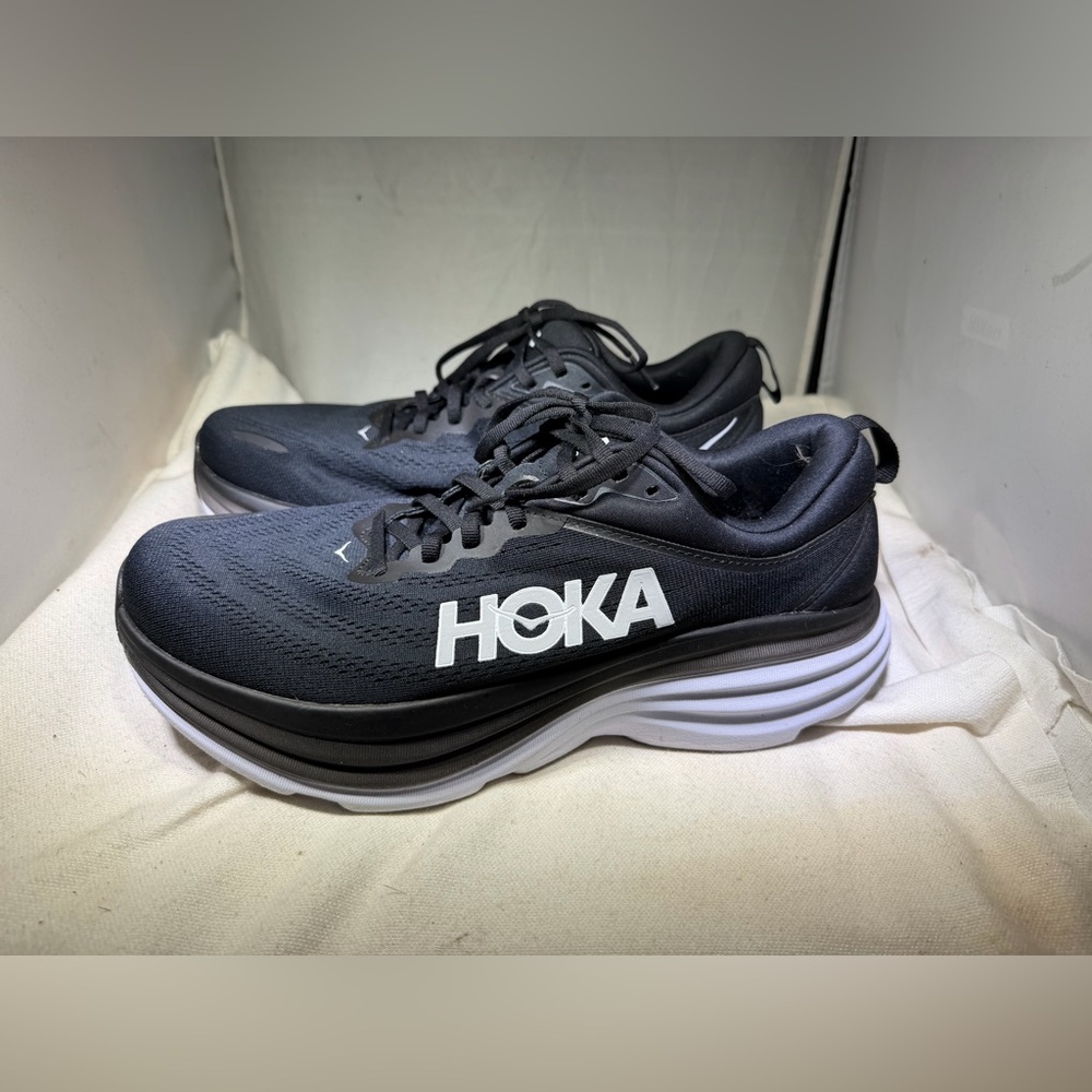 Hoka One One Bondi 8 Running Shoes Men’s Size 10 4E Extra Wide Black White
